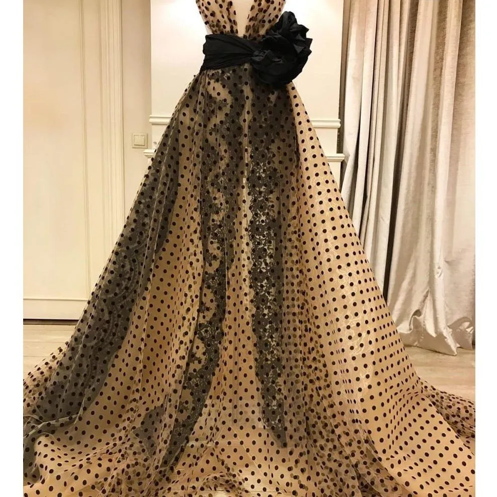 1 cm Flock Printed Polka Dot Knitted Tulle Fabric