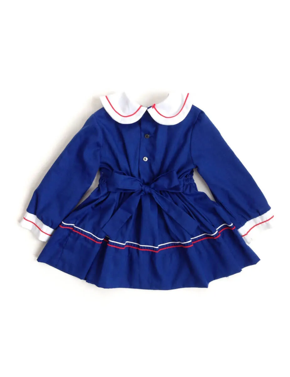 1970s Girls Sailor Dress Peter Pan Collar