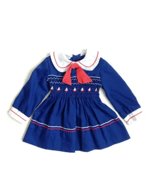 1970s Girls Sailor Dress Peter Pan Collar