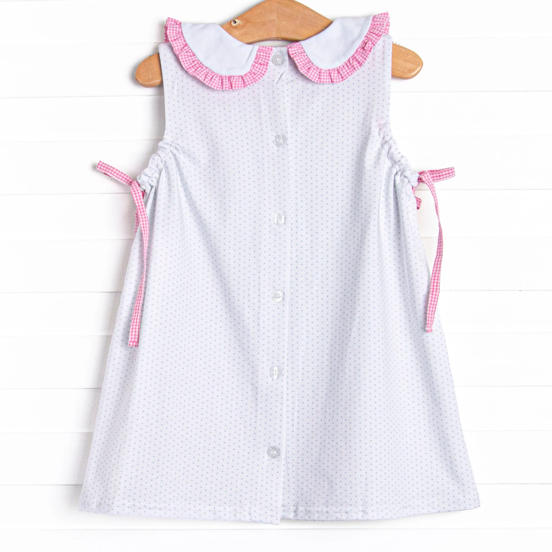 1st in Class Applique Dress, Blue Bitty Dot