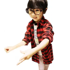 2-7Y Children Kids Boys Girls Shirts Long Sleeve Shirts Plaids Checks Tops Costume Shirt