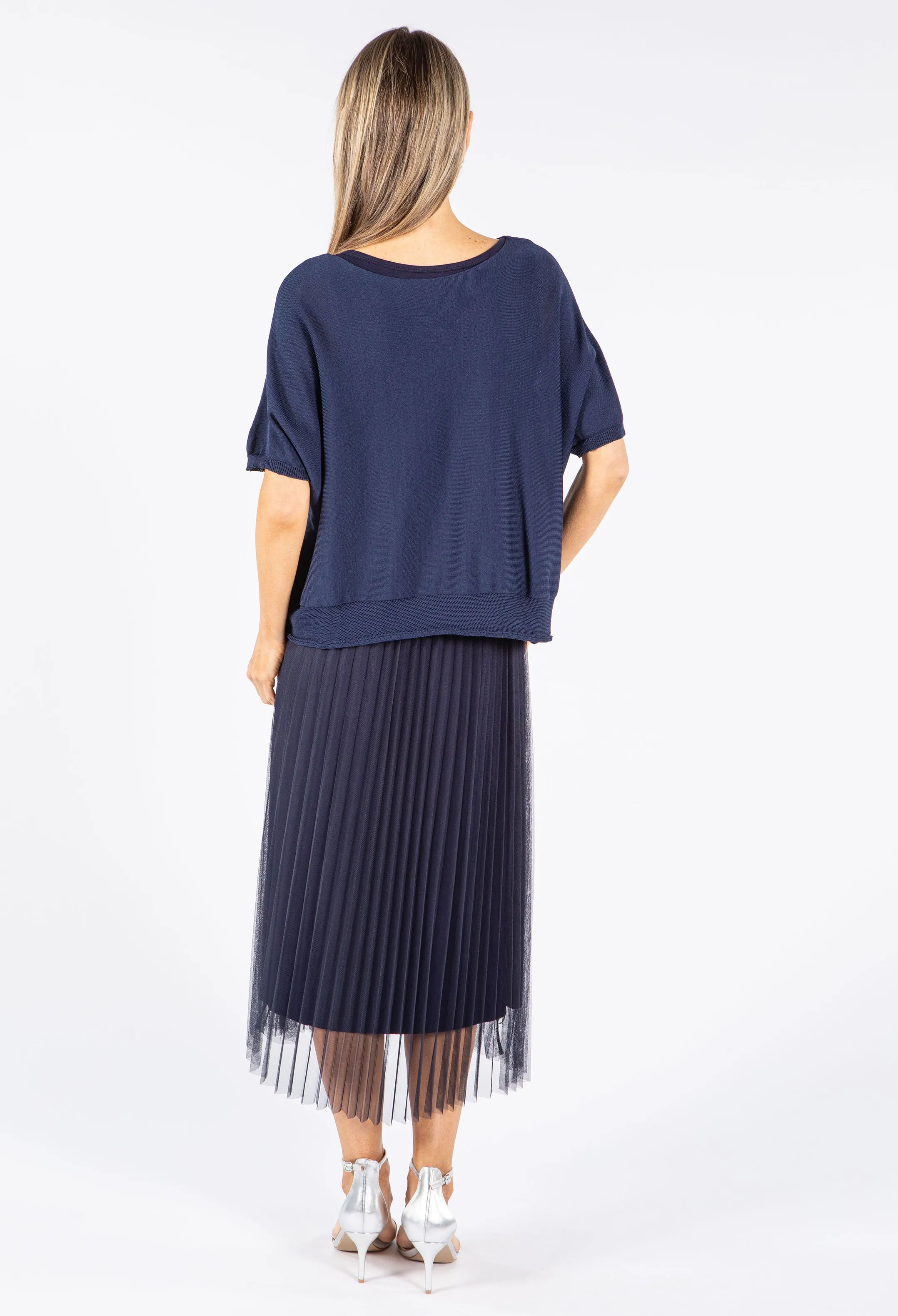 2 Piece Plisse Dress Slouchy Top