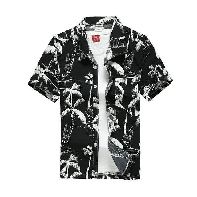 2020 Fashion Mens Short Sleeve Hawaiian Shirt Fast drying Plus Size Asian Size M-5XL Summer Casual Floral Beach Shirts For Men