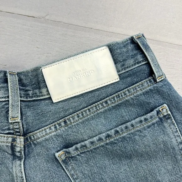 7 For All Mankind Cut Off Side Slit Frayed Hem Button Fly Denim Shorts Size 28