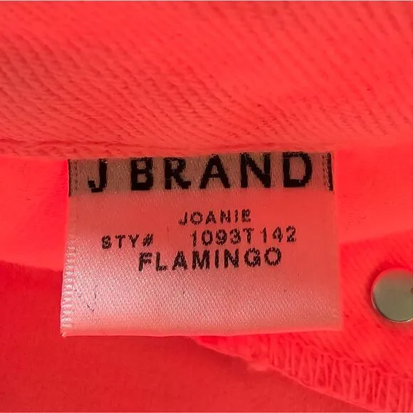 A J Brand Flamingo Neon Orange Pink Joanie Boy Fit Denim Shorts NWT Size 31 Fray