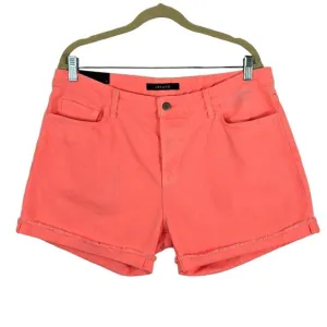 A J Brand Flamingo Neon Orange Pink Joanie Boy Fit Denim Shorts NWT Size 31 Fray