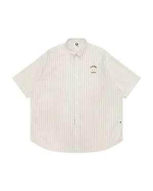 AAPENOW moonface logo stripe short sleeve shirt