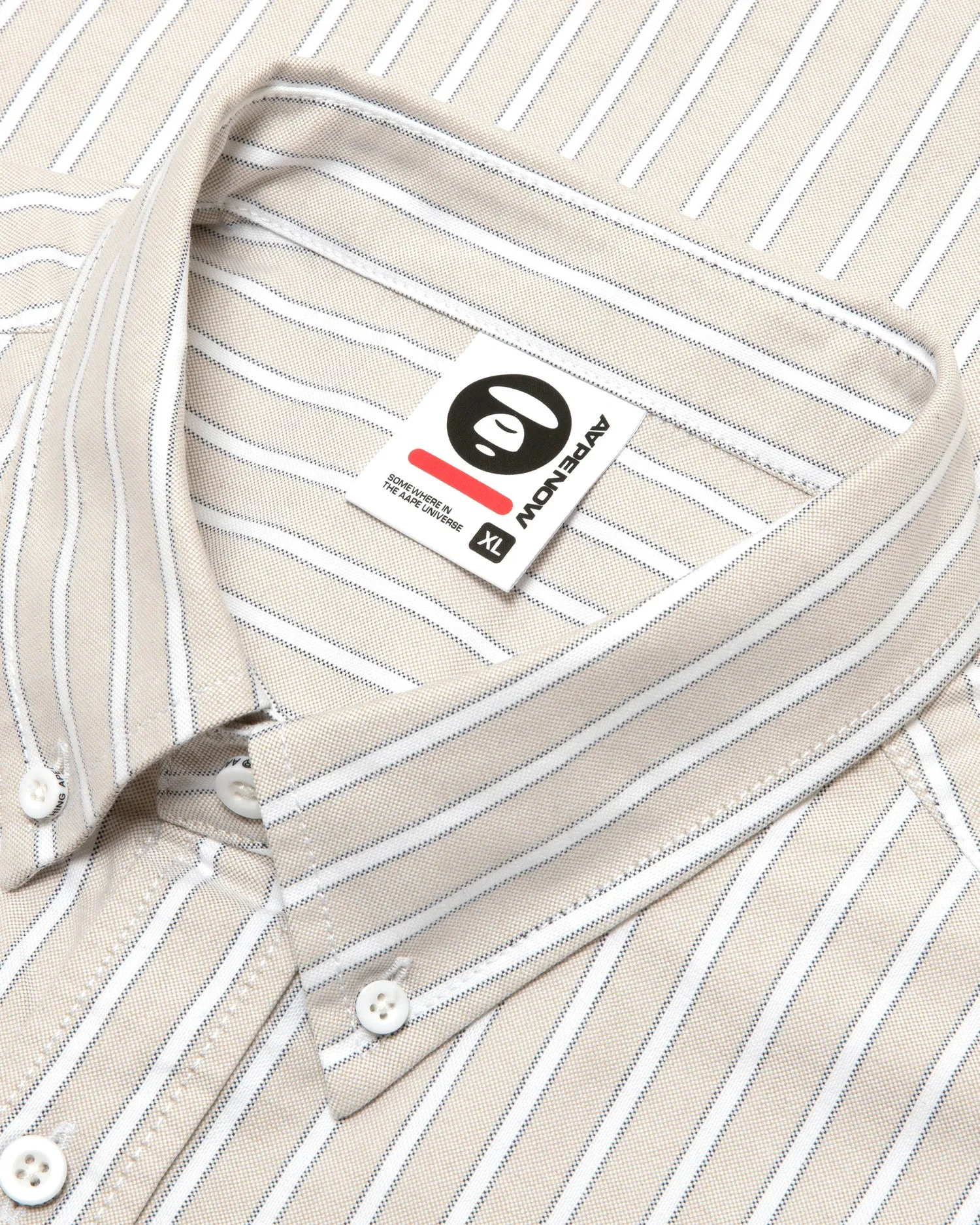 AAPENOW moonface logo stripe short sleeve shirt