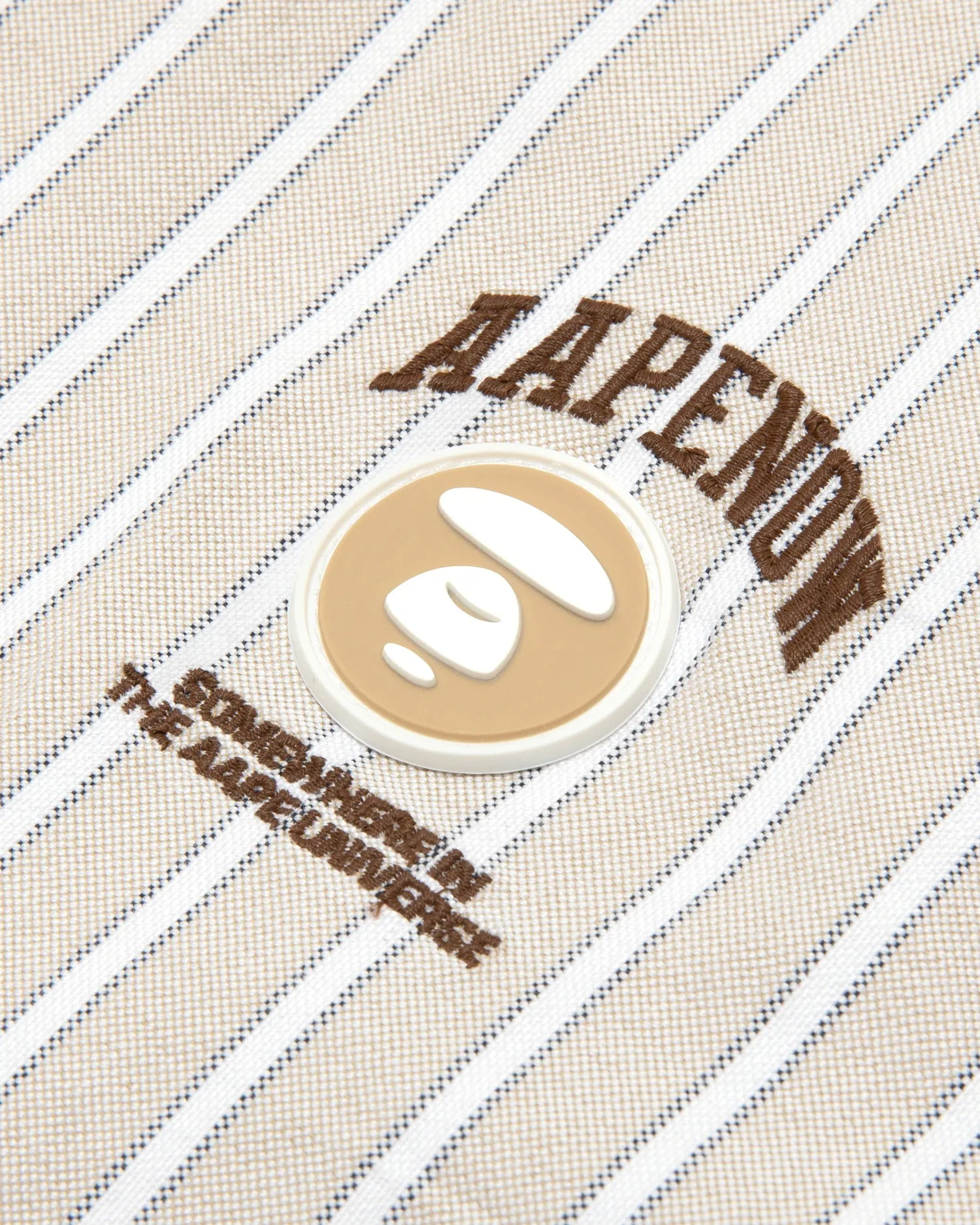 AAPENOW moonface logo stripe short sleeve shirt