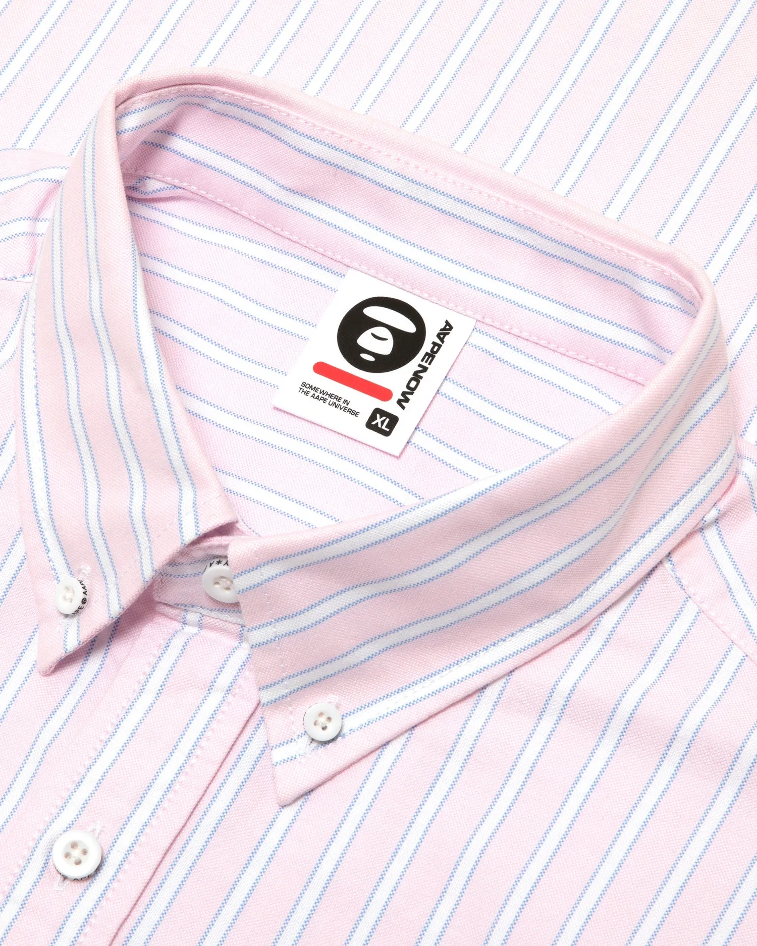 AAPENOW moonface logo stripe short sleeve shirt