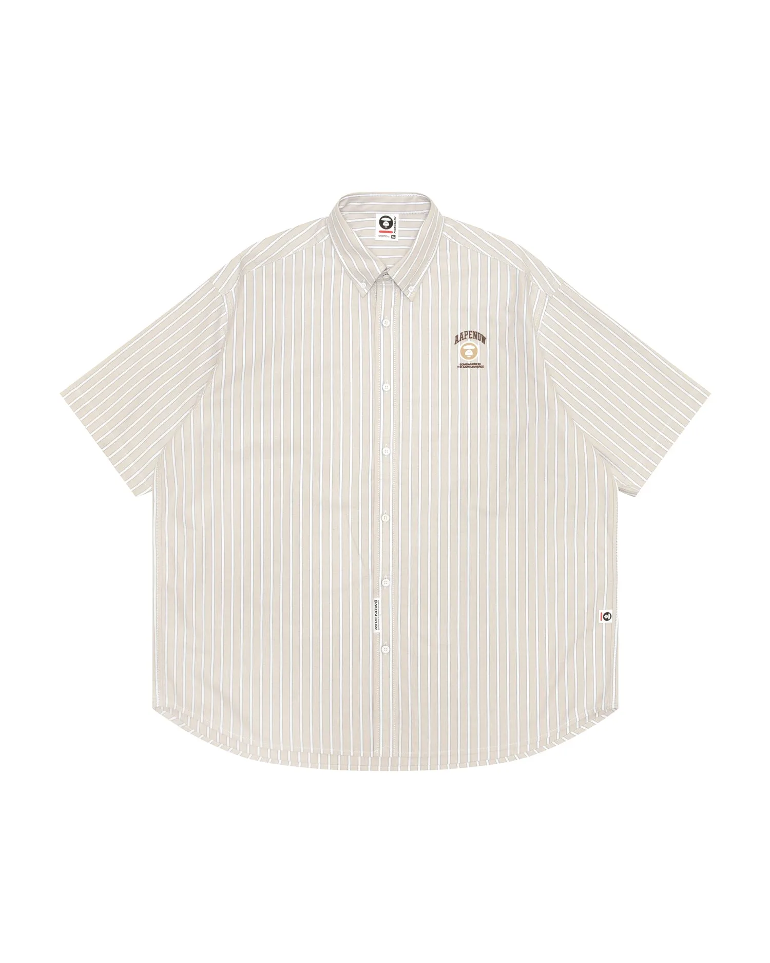 AAPENOW moonface logo stripe short sleeve shirt