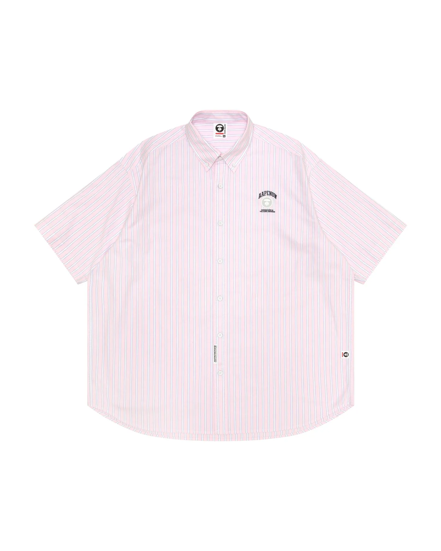 AAPENOW moonface logo stripe short sleeve shirt