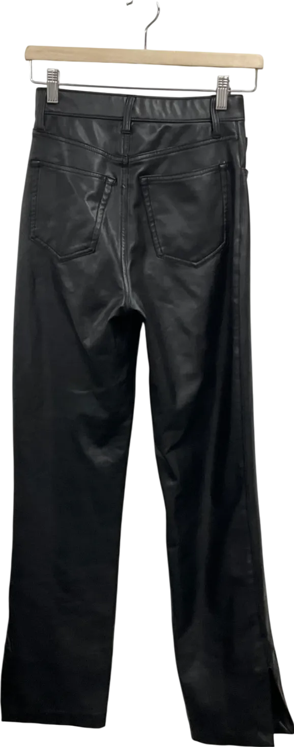 Abercrombie & Fitch Black 90s Straight Ultra High Rise Vegan Leather Trousers W25