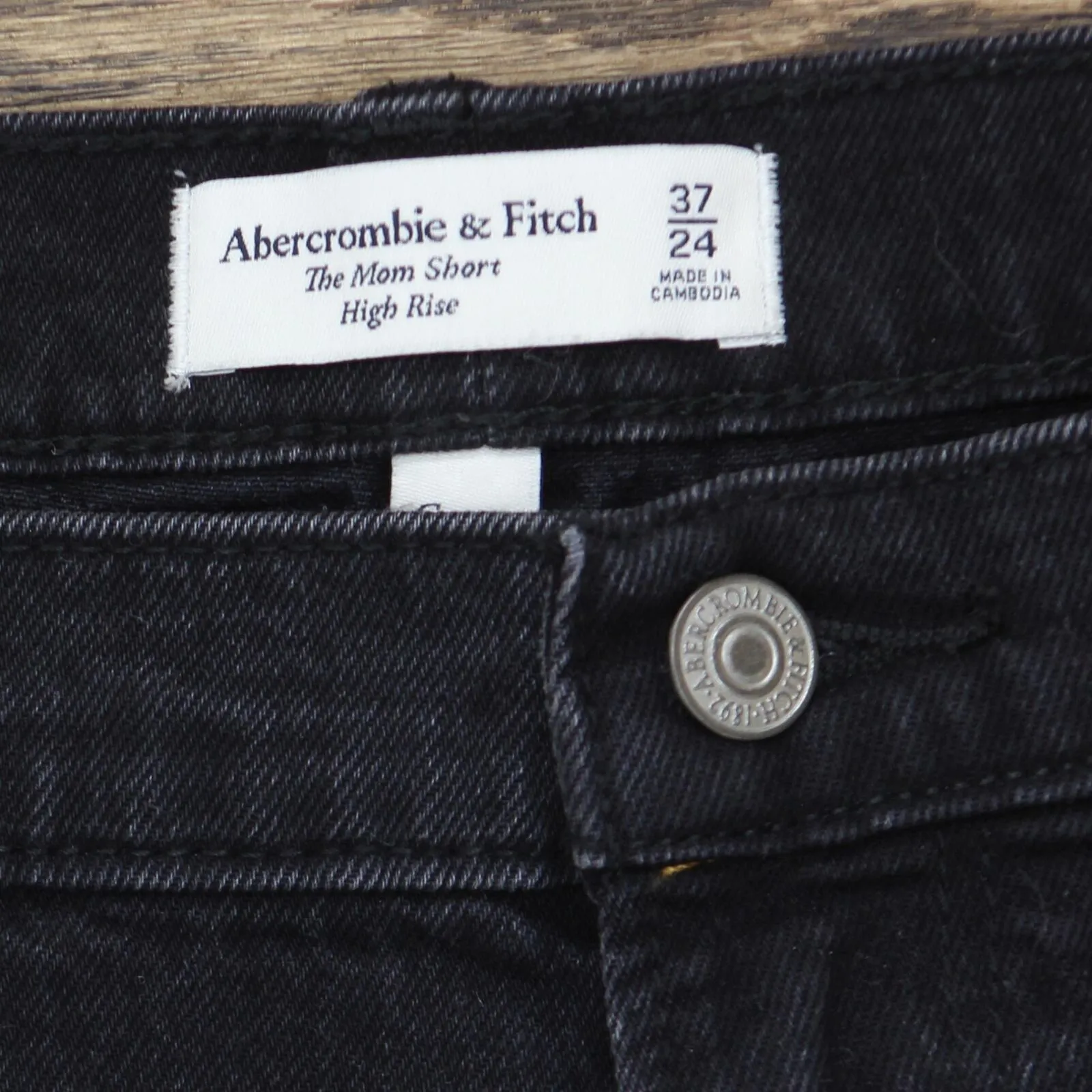 Abercrombie & Fitch Womens Curve Love Frayed Denim Jean Shorts Black 37