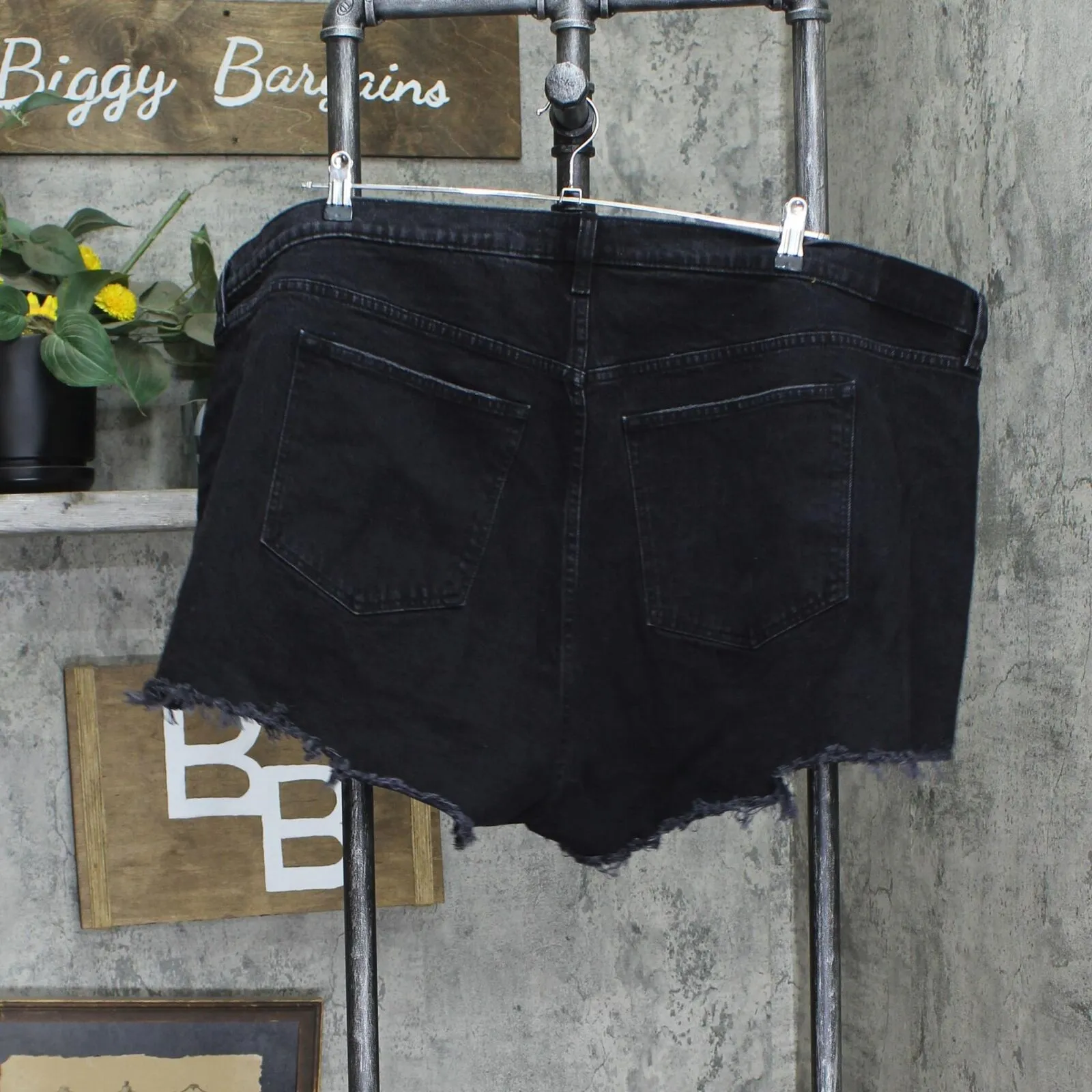 Abercrombie & Fitch Womens Curve Love Frayed Denim Jean Shorts Black 37