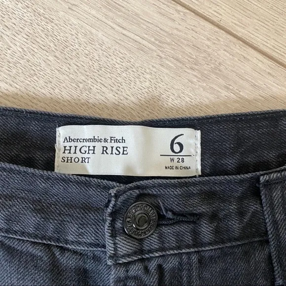 Abercrombie &amp; Fitch High Rise Black Ripped Denim Shorts