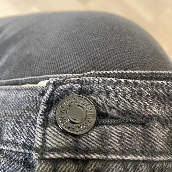 Abercrombie &amp; Fitch High Rise Black Ripped Denim Shorts
