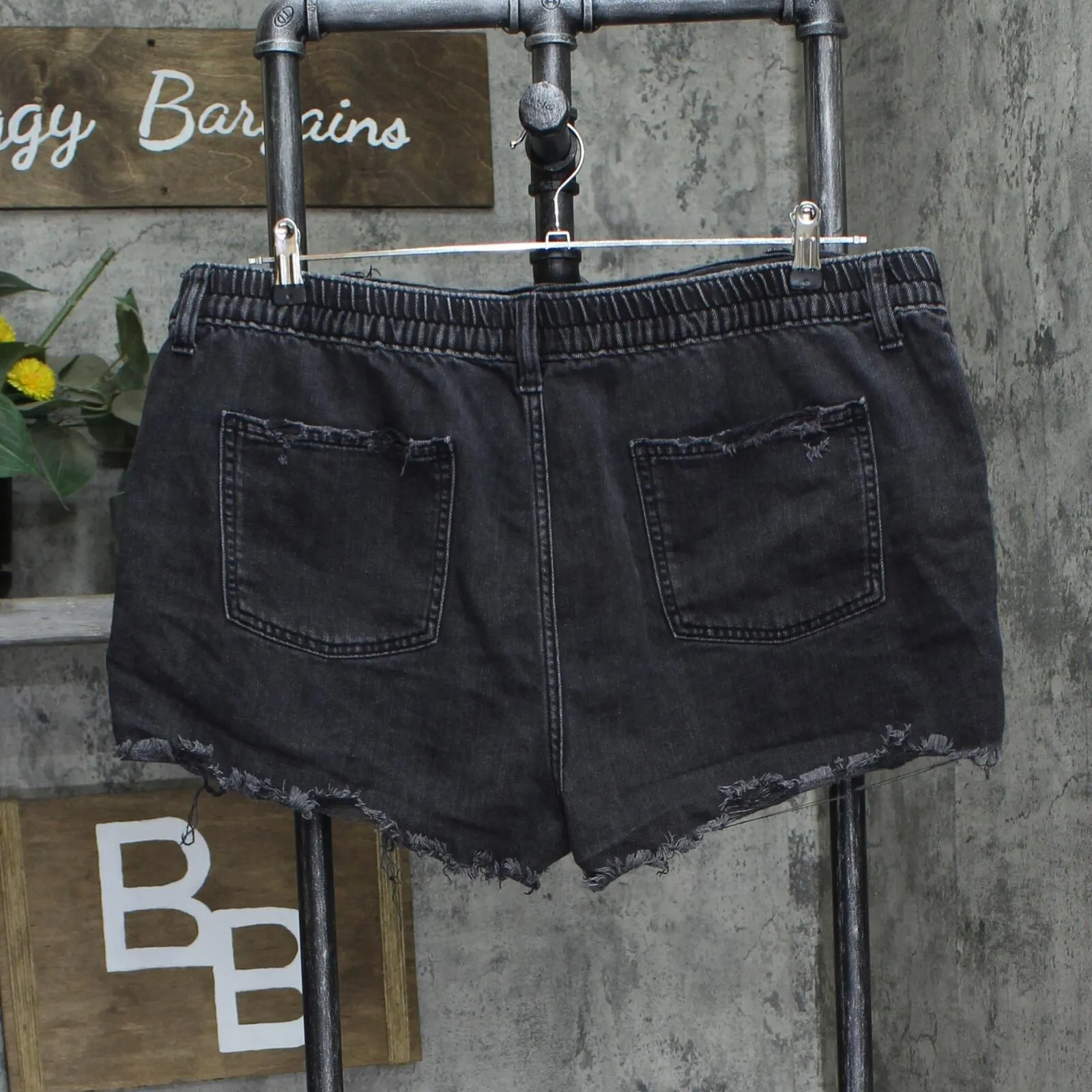 Aerie Womens Plus Size Denim Jean Shorts Distressed 1678d439b2313a Black 2XL