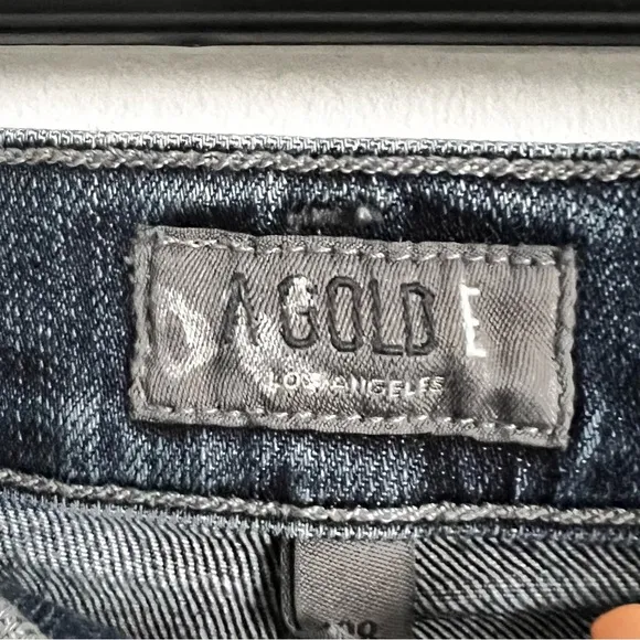 AGoldE blue denim high waist frayed jean shorts