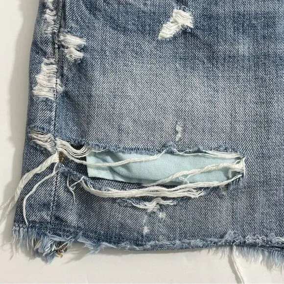 Agolde Parker Jean Shorts Med Blue Wash Frayed Hem Size 29 Denim