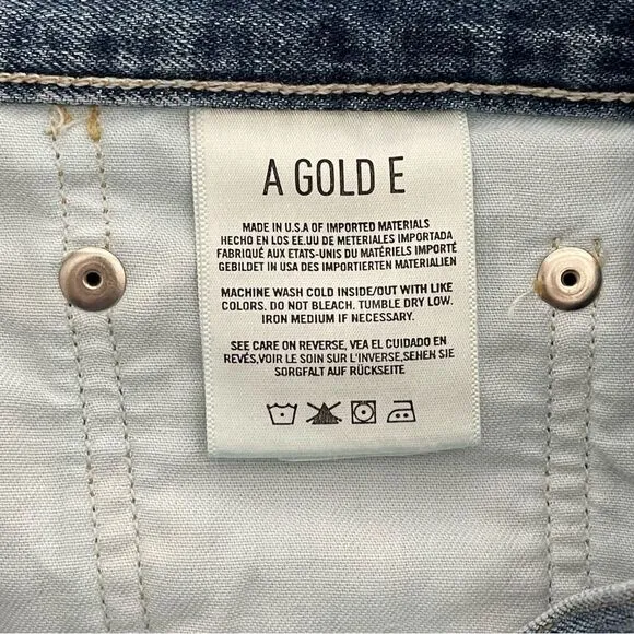 Agolde Parker Jean Shorts Med Blue Wash Frayed Hem Size 29 Denim