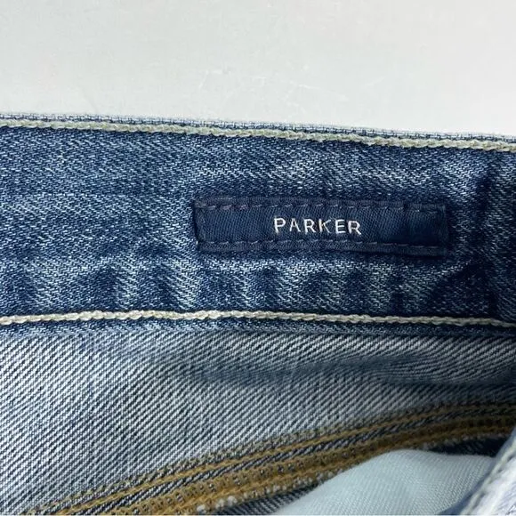 Agolde Parker Jean Shorts Med Blue Wash Frayed Hem Size 29 Denim