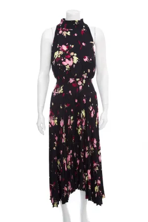 ALC Black Floral Sleeveless Pleat Dress SZ 6