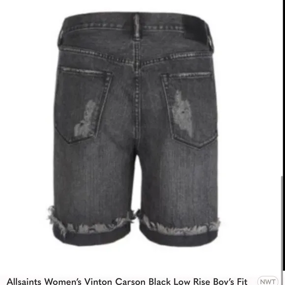 Allsaints Women's Vinton Carson Black Low Rise Boy's Fit Denim Shorts Size 27