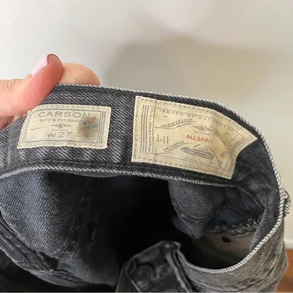 Allsaints Women's Vinton Carson Black Low Rise Boy's Fit Denim Shorts Size 27