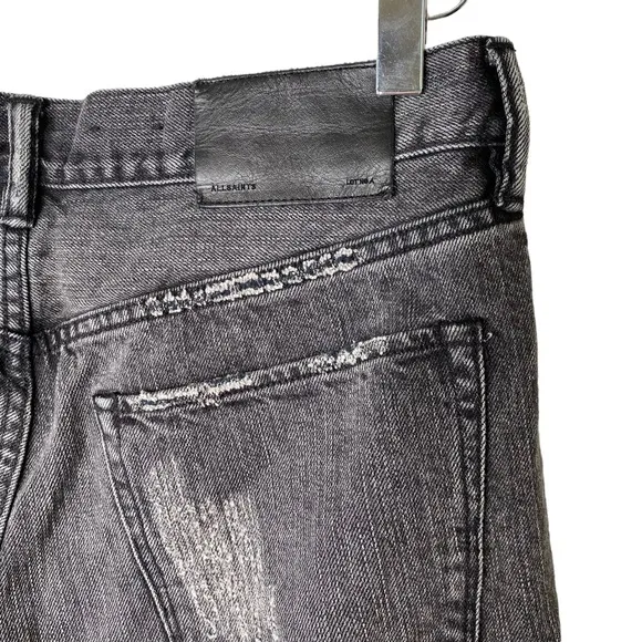 Allsaints Women's Vinton Carson Black Low Rise Boy's Fit Denim Shorts Size 27