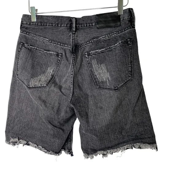 Allsaints Women's Vinton Carson Black Low Rise Boy's Fit Denim Shorts Size 27