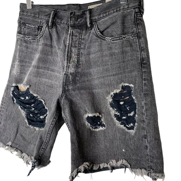 Allsaints Women's Vinton Carson Black Low Rise Boy's Fit Denim Shorts Size 27