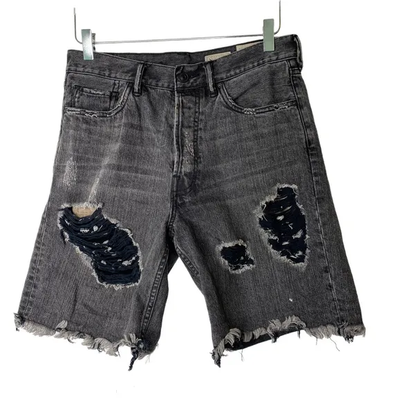 Allsaints Women's Vinton Carson Black Low Rise Boy's Fit Denim Shorts Size 27