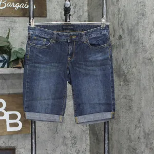 American Eagle Womens Rolled Cuff Bermuda Jean Denim Shorts Dark Blue 4
