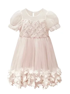 Angelica 3D Flower Embellished Girl's Dress - White