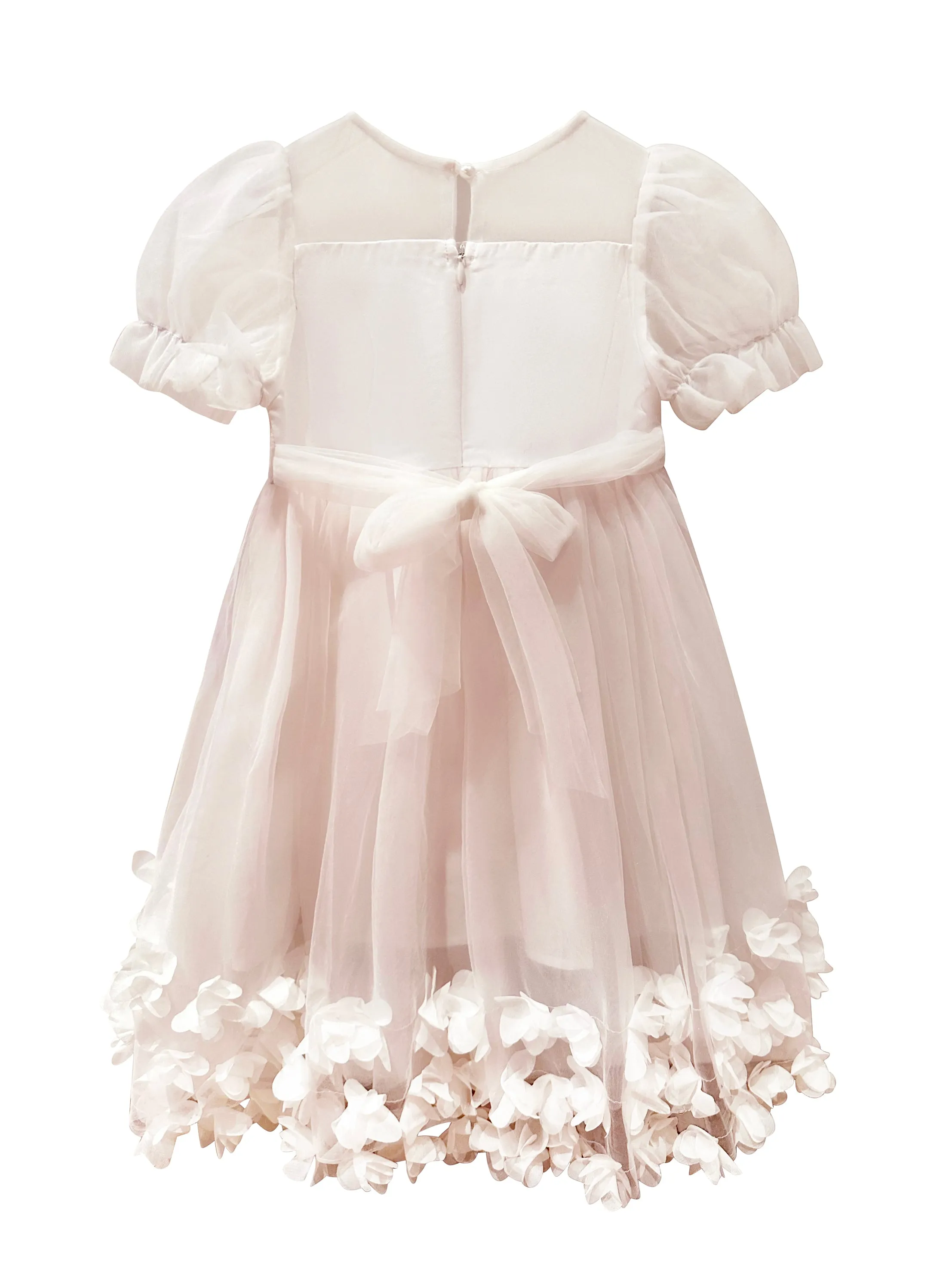 Angelica 3D Flower Embellished Girl's Dress - White