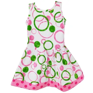 AnnLoren Big Little Girls Pink Green Bubble Design Cotton Knit Swing Dress Holiday Boutique Clothes