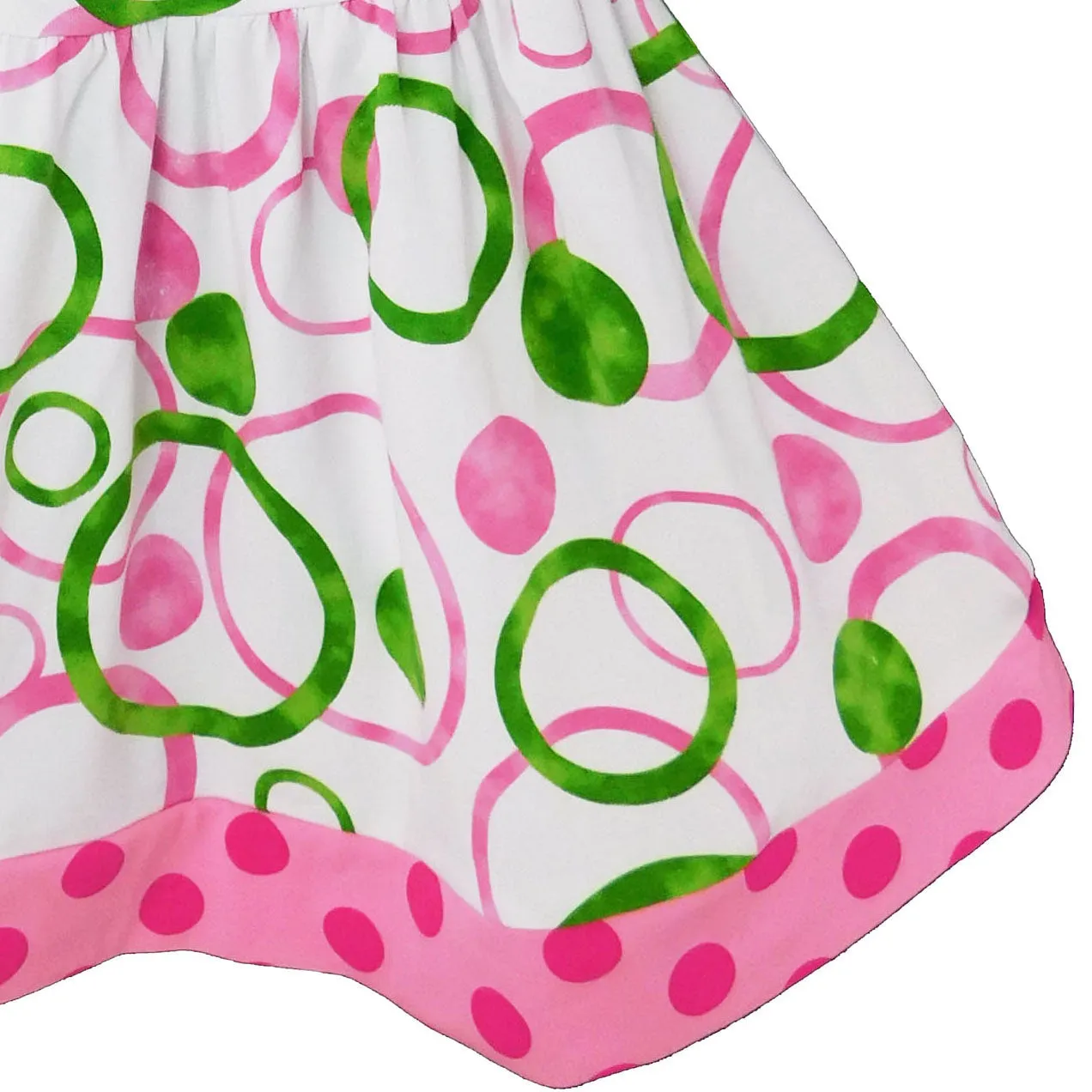 AnnLoren Big Little Girls Pink Green Bubble Design Cotton Knit Swing Dress Holiday Boutique Clothes
