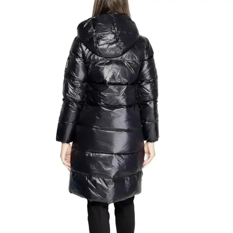 Armani Exchange Women's Black Hooded Long Jacket