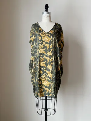 army floral toile cocoon dress