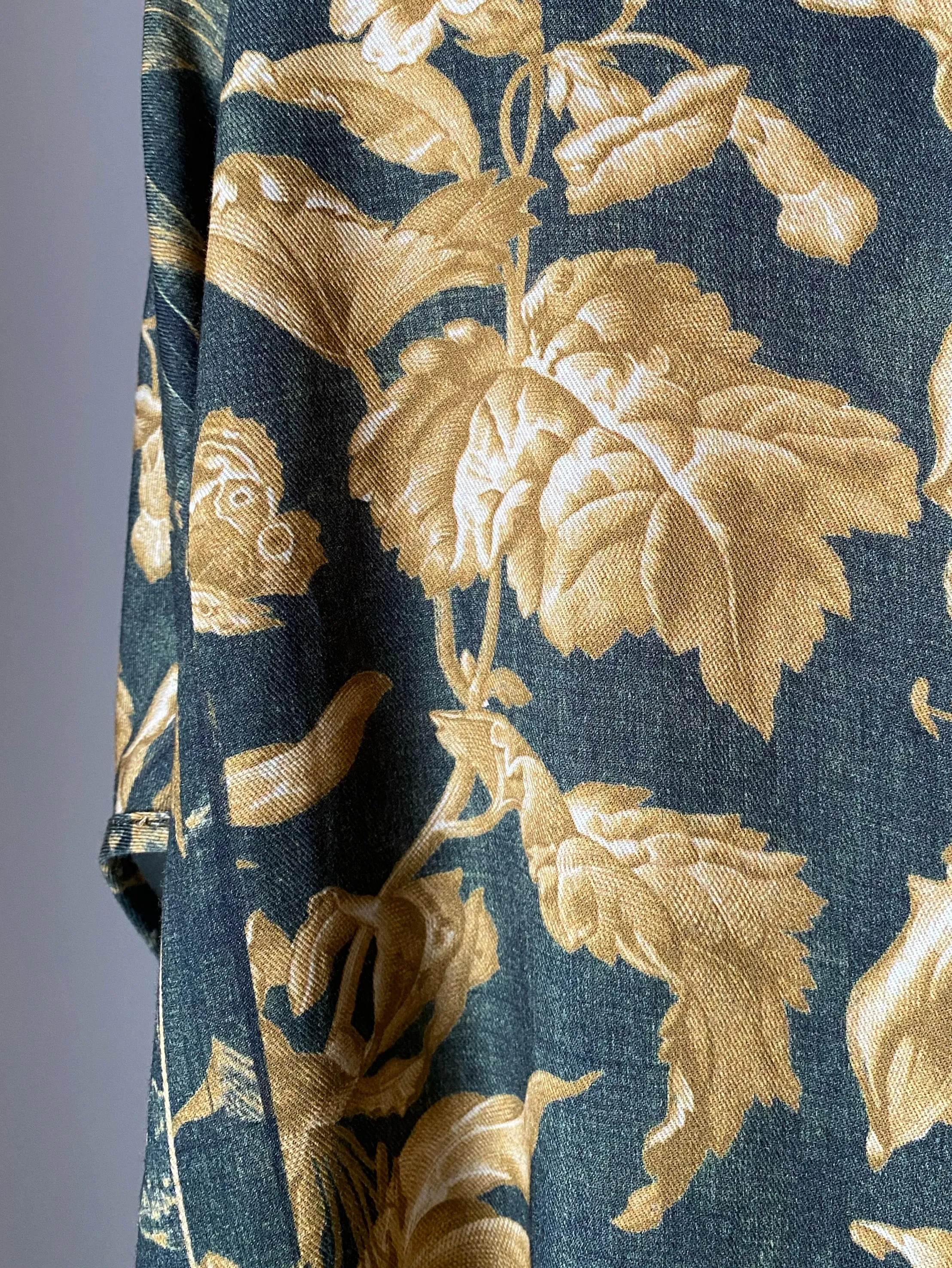 army floral toile cocoon dress