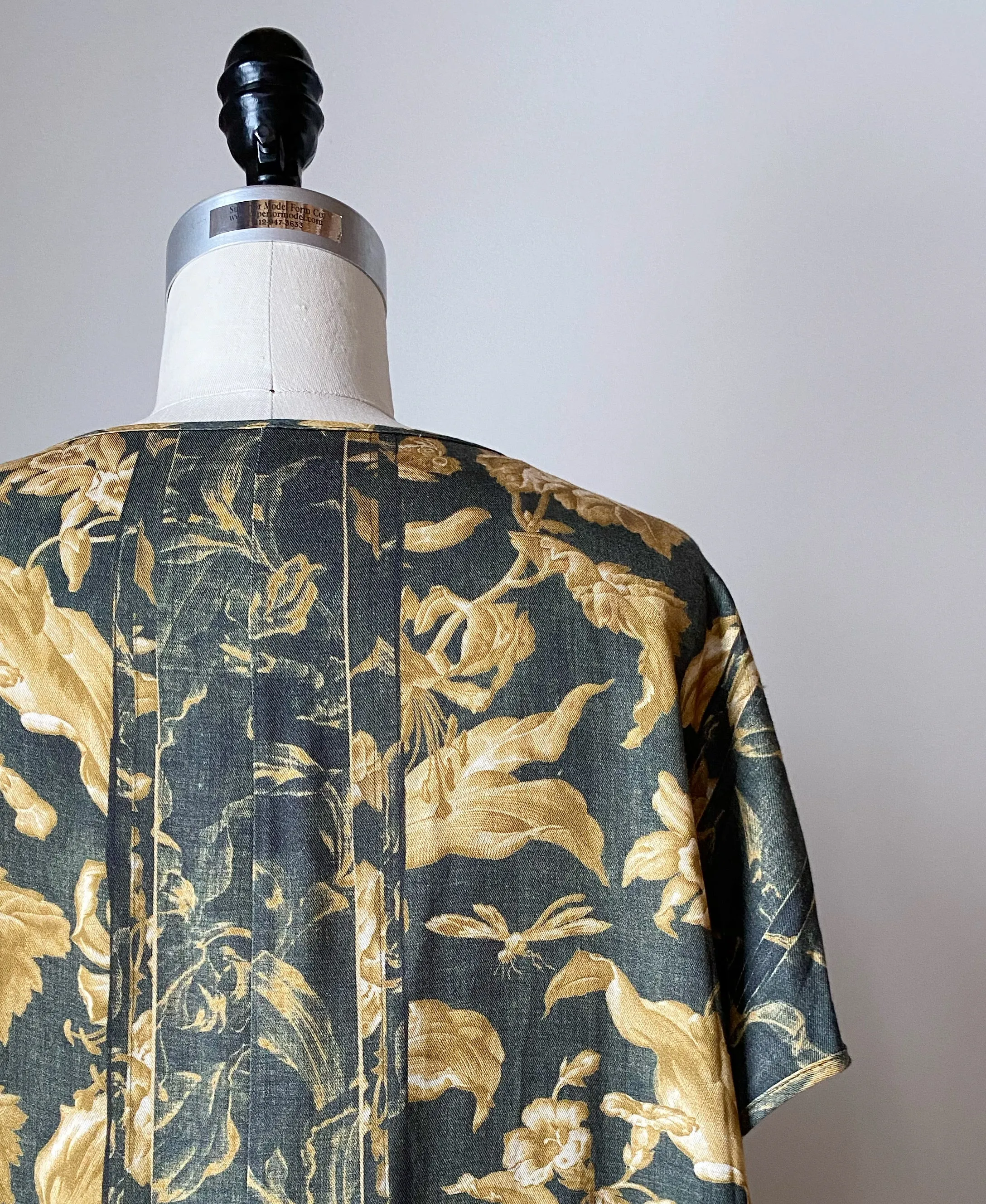army floral toile cocoon dress