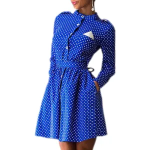 Autumn Polka Dot Decoration Long Sleeve Slim Mini Dress Casual Style Dress Three Colors Dress Vestidos Q0009B