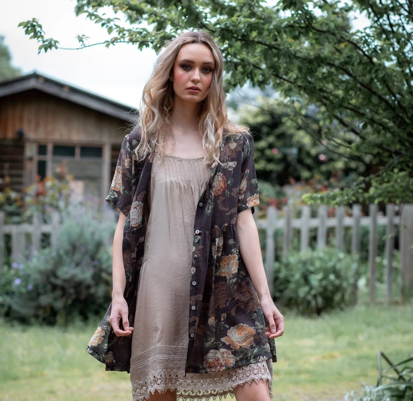 Baby Doll floral dress. Chocolate Rose