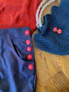 Beautility trousers - Natty navy and red - touch of stretch