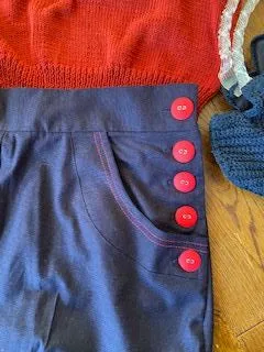 Beautility trousers - Natty navy and red - touch of stretch