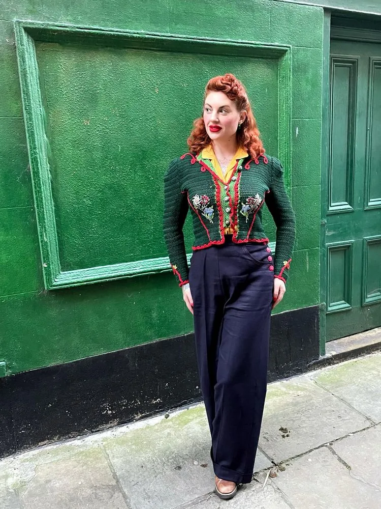 Beautility trousers - Natty navy and red - touch of stretch