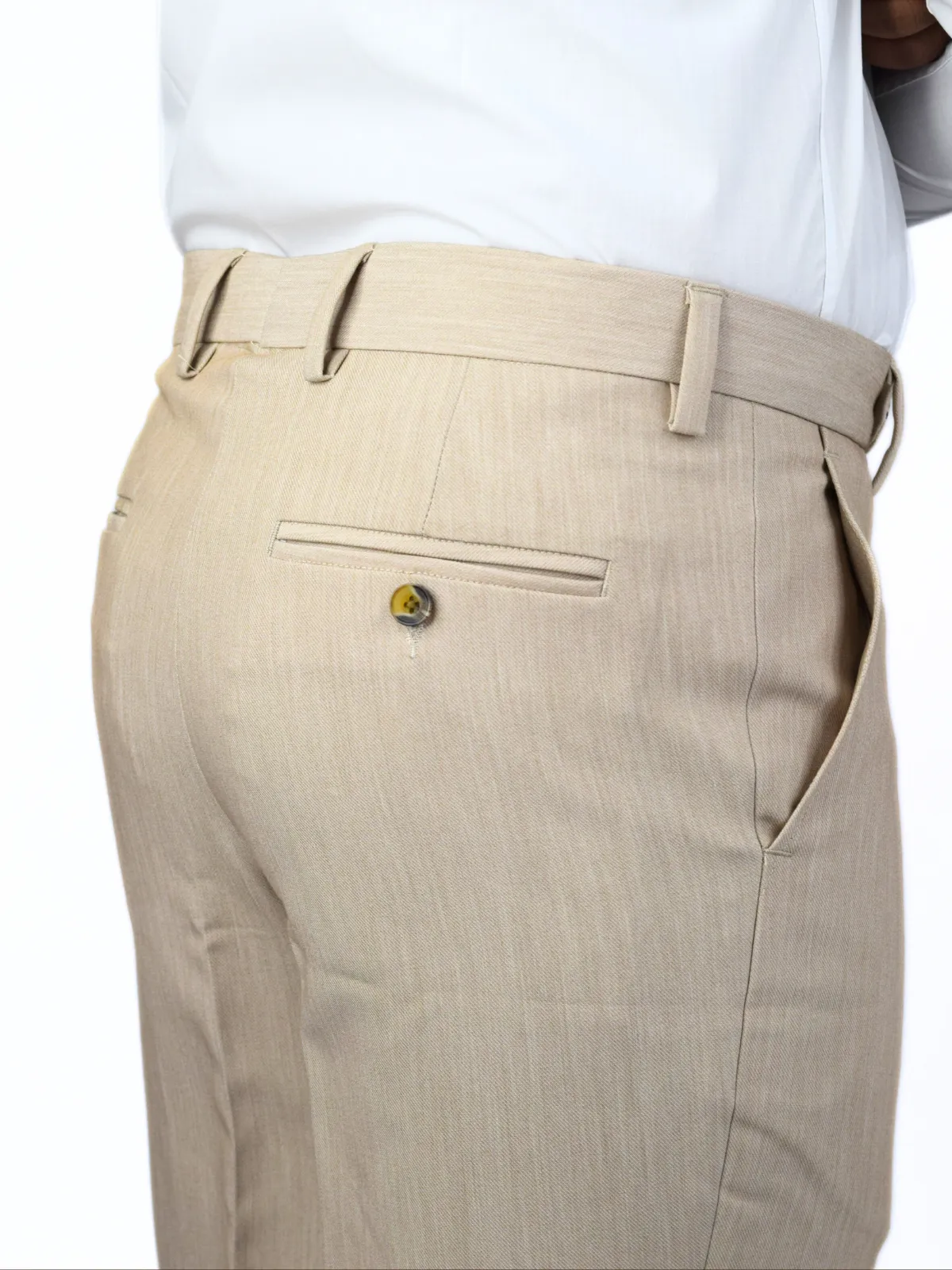 Beige Belt Loop Formal Trouser