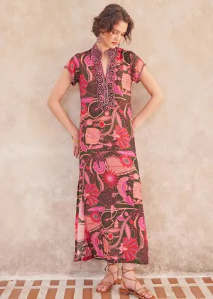 Bella Tu Lana Cap Sleeve Caftan Dress - Lotus