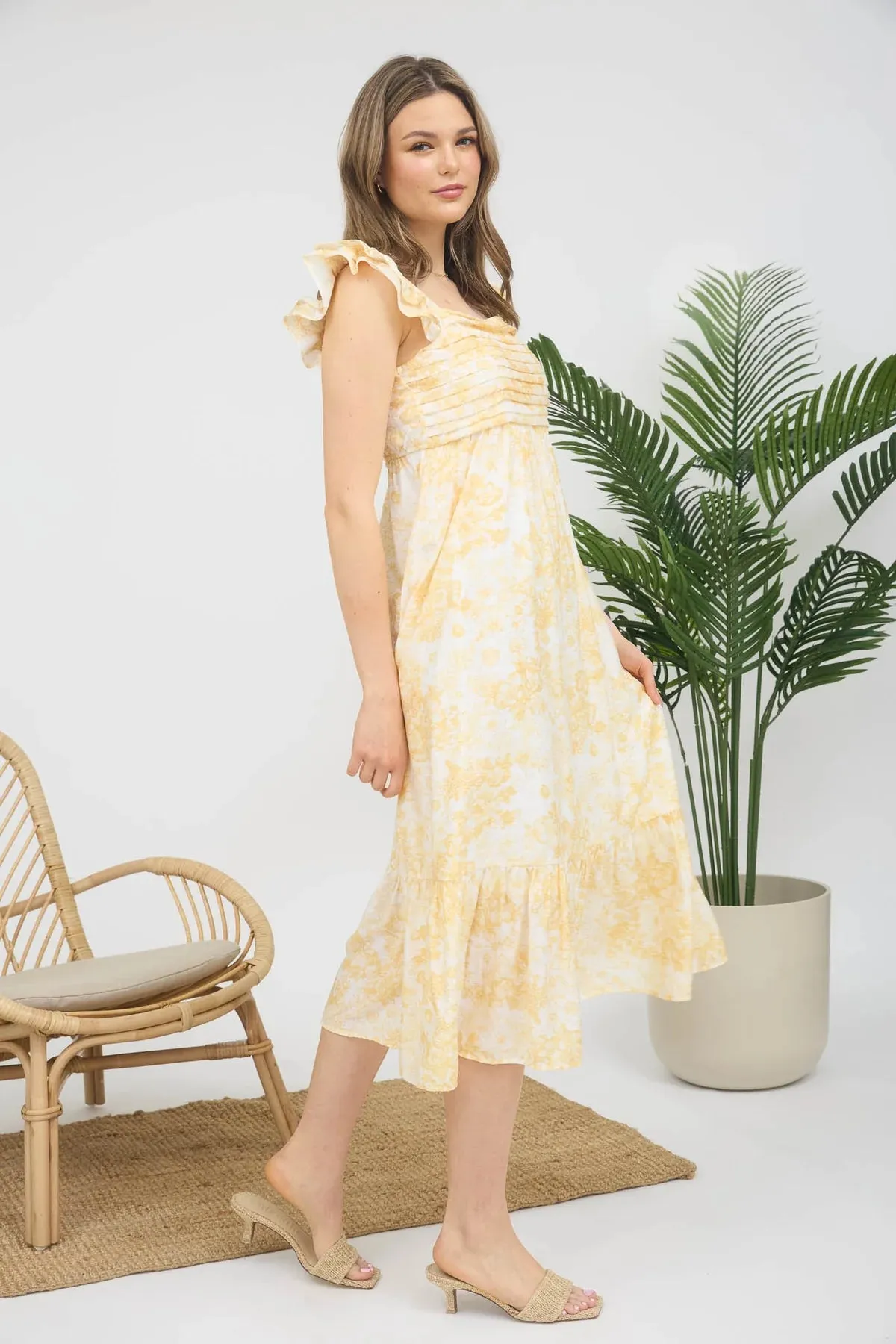 Bennett Square Neck Floral Midi Dress